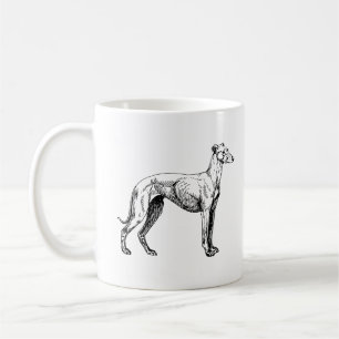 De Café Taza del dibujo lineal del galgo