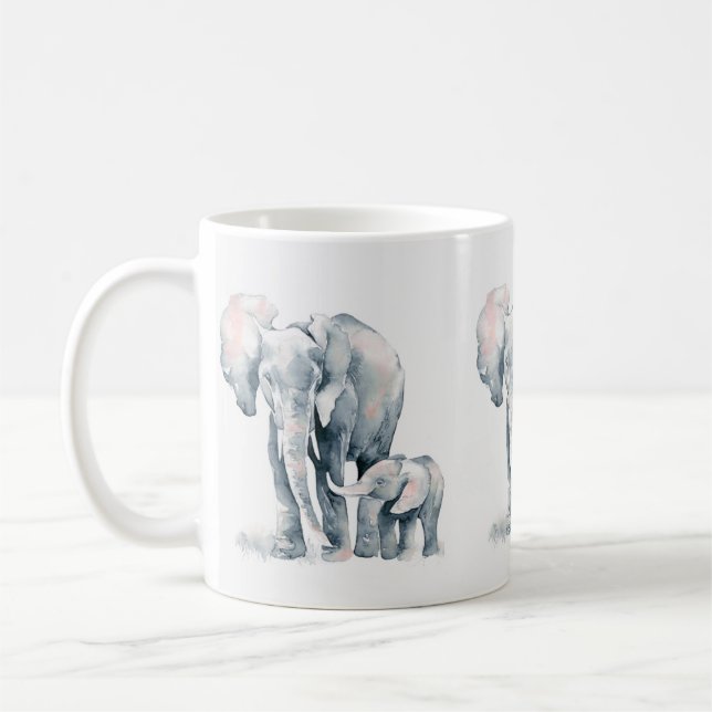 De Café Taza del elefante, mamá y niño, fauna del elefante (Izquierda)