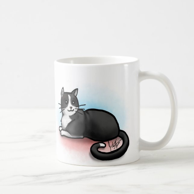 De Café Taza del gato - blanco y negro (Derecha)
