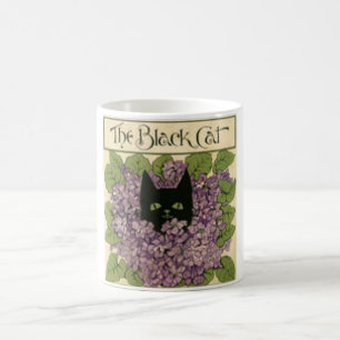 De Café Taza del gato negro, gato negro 1898 del vintage