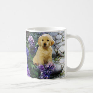 De Café Taza del Hydrangea del golden retriever
