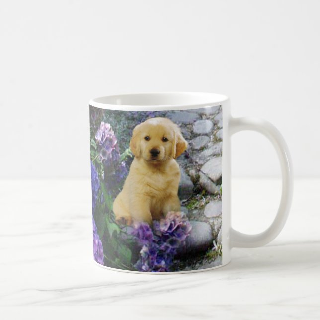 De Café Taza del Hydrangea del golden retriever (Derecha)