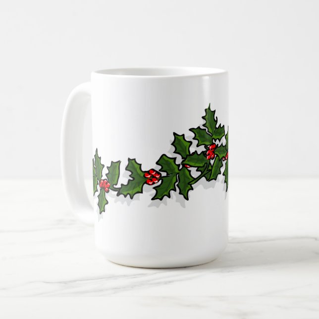 De Café Taza del navidad del acebo y del muérdago (Anverso izquierdo)