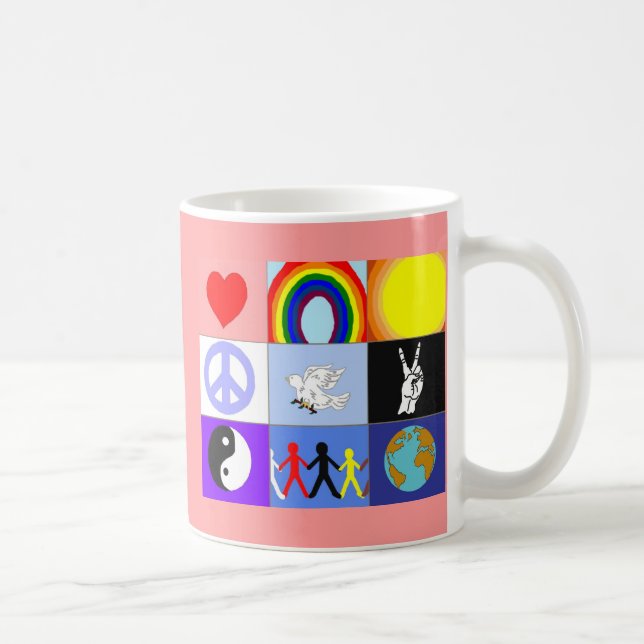De Café taza del peaceloveunity - rosa (Derecha)