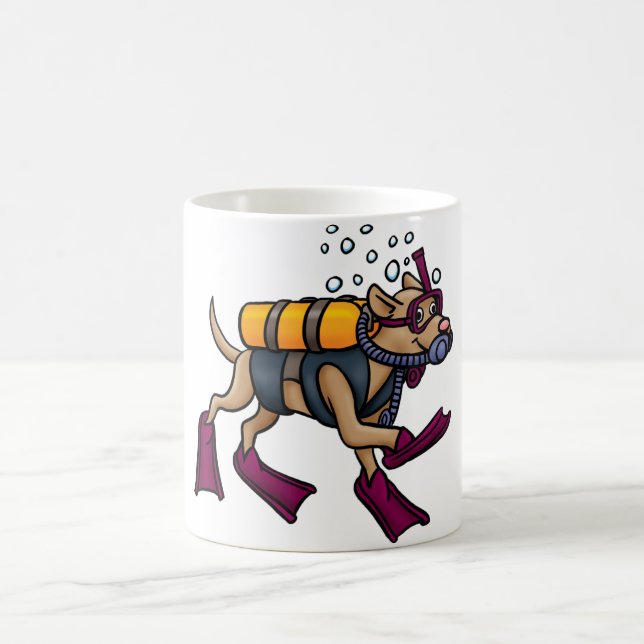 De Café Taza del perro del buceo con escafandra (Centro)