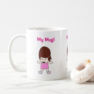 De Café Taza del personalizable del chica del dibujo