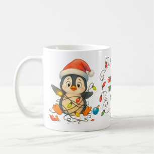De Café Taza del Pingüino Divertido Atascado en Luces