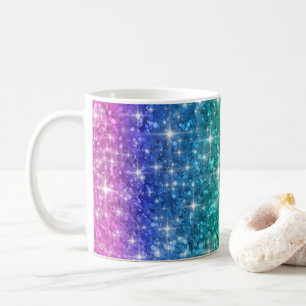 De Café Taza del purpurina del arco iris