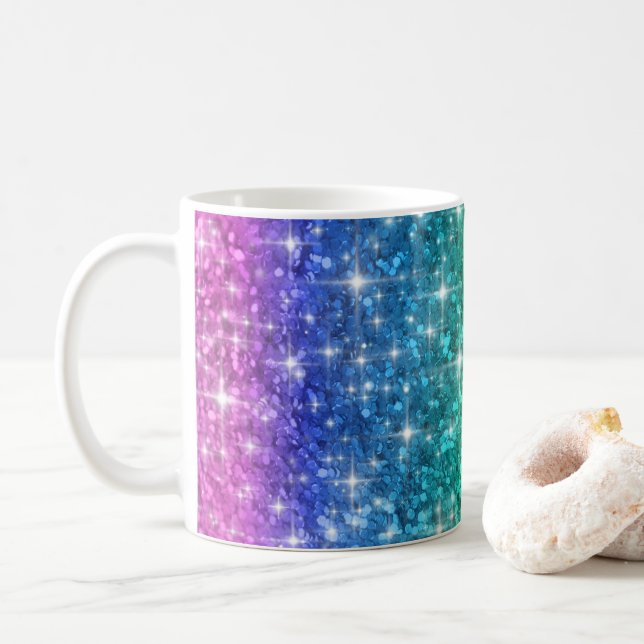 De Café Taza del purpurina del arco iris (Con donut)