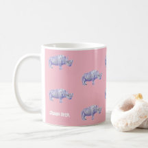Taza del rinoceronte del rosa del estilo del
