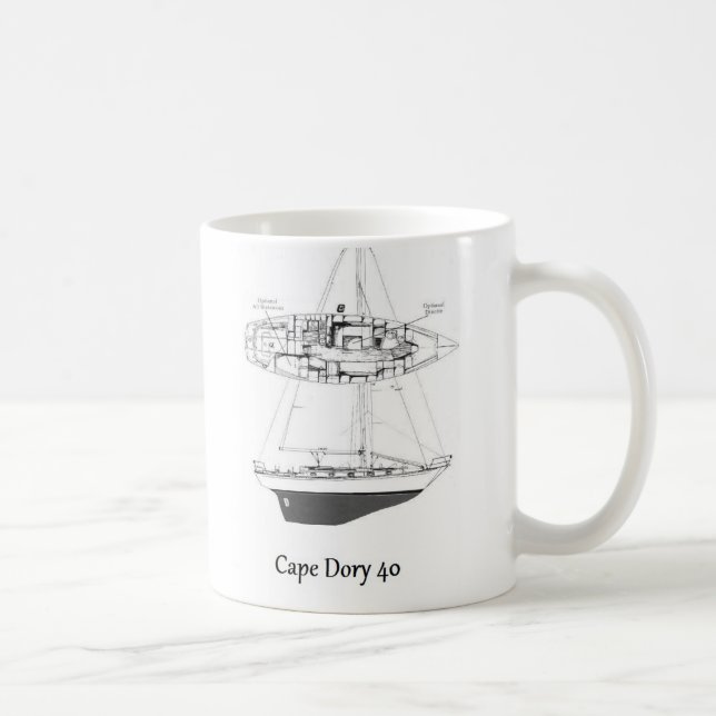 De Café Taza del velero del Dory 40 del cabo (Derecha)