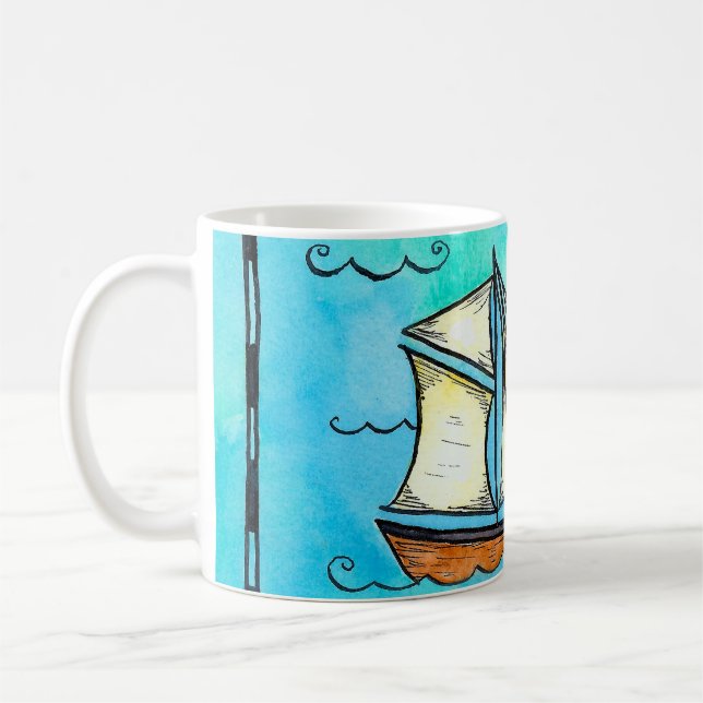 De Café Taza del velero del pirata del bergantín (Izquierda)