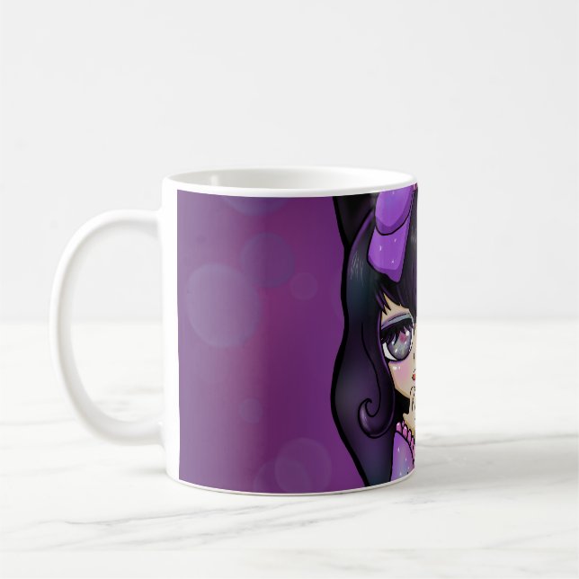 De Café Taza diseño Kuromi fanart rostro (Izquierda)
