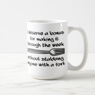 De Café Taza Divertida Apuñalando Con Un Tenedor