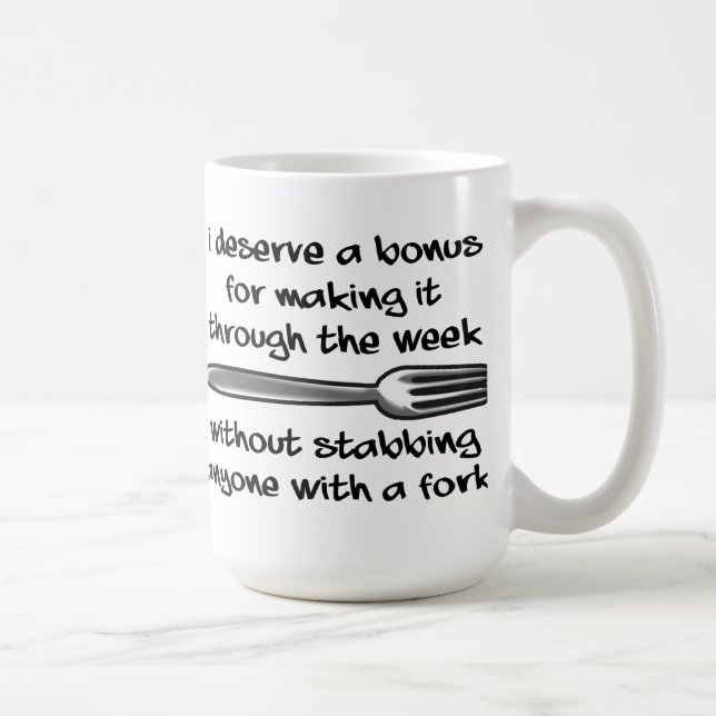 De Café Taza Divertida Apuñalando Con Un Tenedor (Derecha)
