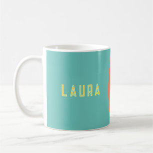 De Café taza divertida arco iris azul, rojo, melocotón
