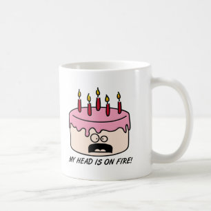 De Café Taza Divertida con Pastel con la Cabeza en Llamas