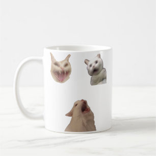 De Café Taza divertida del conjunto del gato gritando para