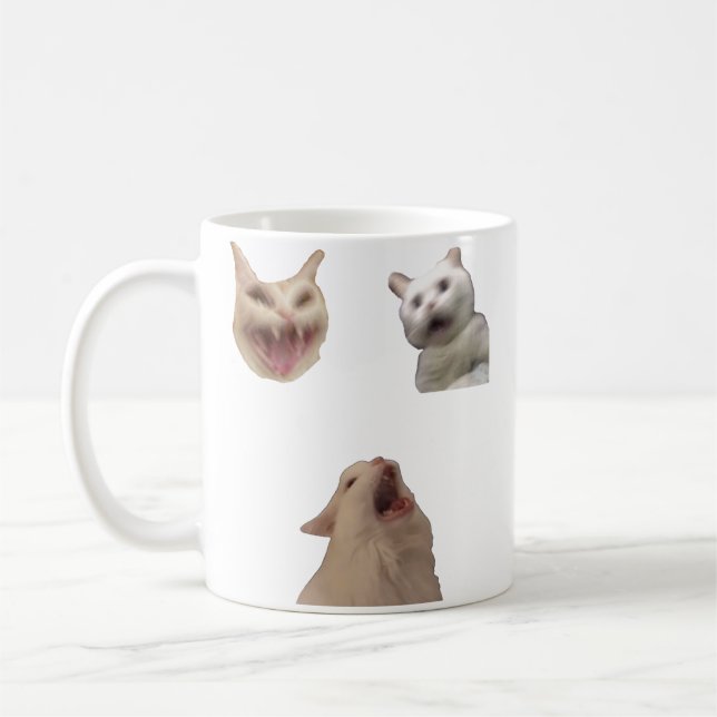 De Café Taza divertida del conjunto del gato gritando para (Izquierda)