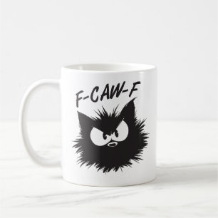 De Café Taza divertida del gato gruñón "F-CAW-F"