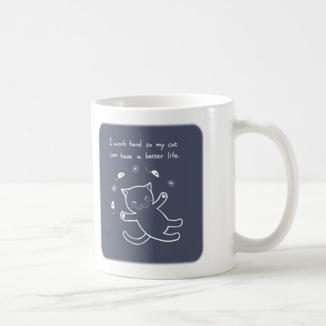 De Café Taza divertida del gato que trabajo difícilmente (Derecha)