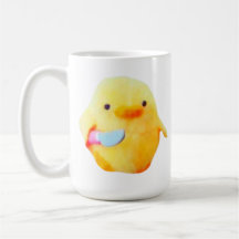 Taza divertida del meme del pato con cuchillo para