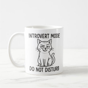 De Café Taza divertida para introvertidos con gato en modo