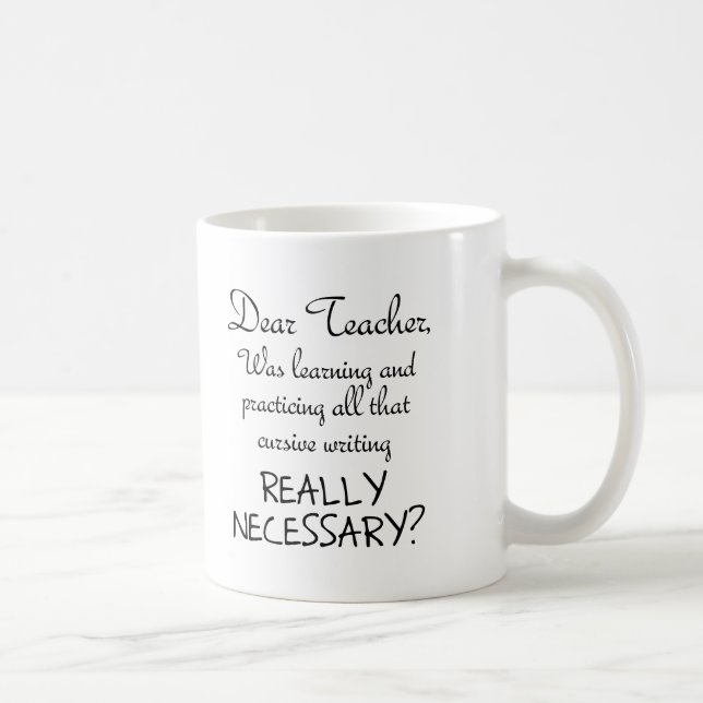 De Café Taza Divertida Practica Letra Cursiva (Derecha)