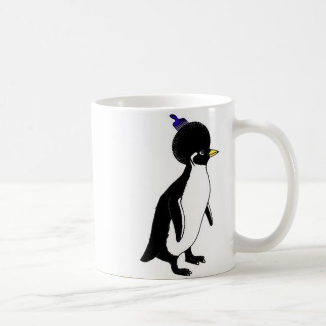 De Café taza doble afro del pingüino (Derecha)