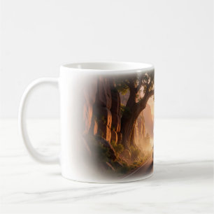 De Café Taza Dos Jinetes Árbol Arco Cañón Amanecer Carrete