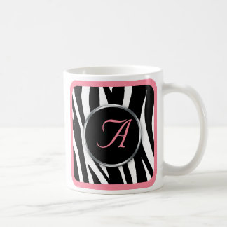 De Café Taza elegante del monograma del rosa del estampado