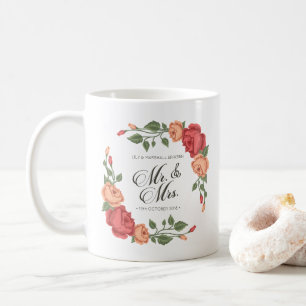 De Café Taza Elegante Floral Boda Sr y Sra