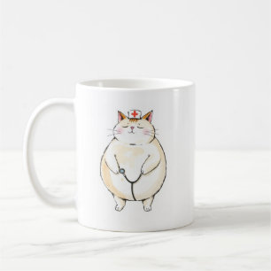 De Café Taza Enfermera Gato Regordete - Regalo Divertido p