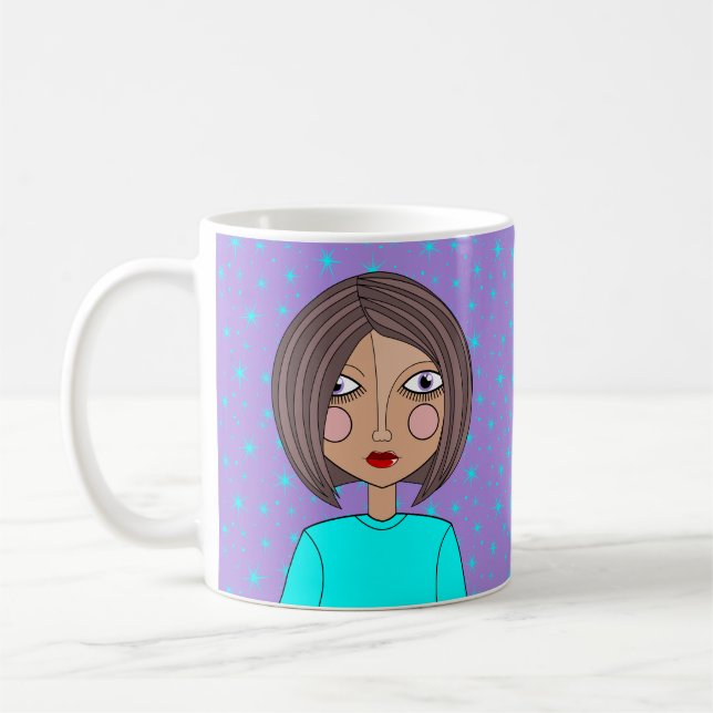 De Café Taza Estilizada Cara Bonita (Izquierda)