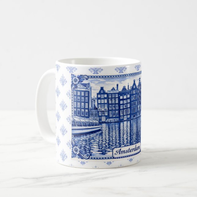 De Café Taza estilo Delft Blue: Amsterdam (Anverso izquierdo)