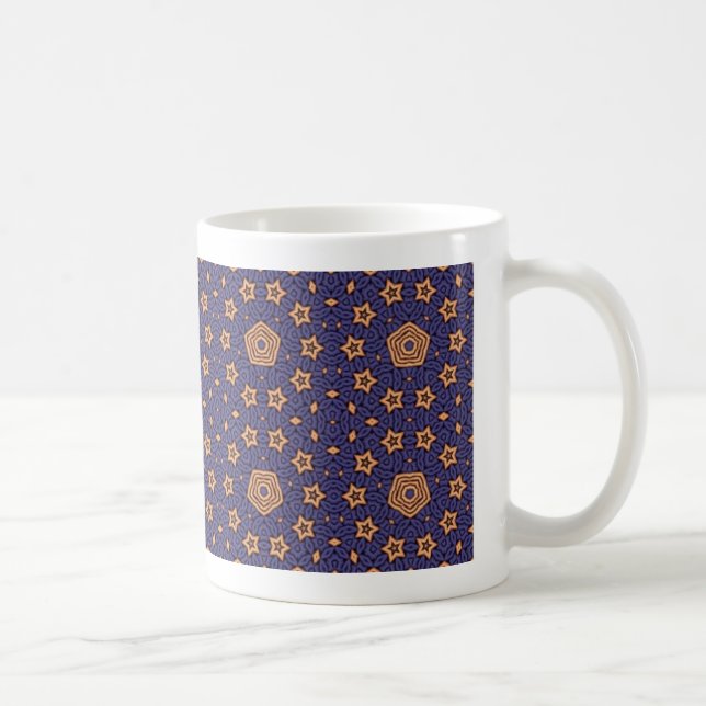 De Café Taza estrellada del azul y del oro (Derecha)
