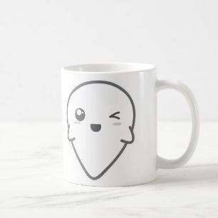 De Café Taza Fantasma Guiñando Kawaii