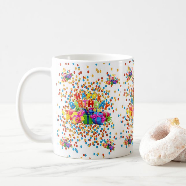 De Café Taza Feliz Cumpleaños (Con donut)