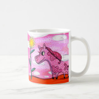 De Café Taza feliz del potro del potro rosado del amarillo