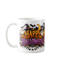 Taza Feliz Halloween Fantasmas Calaveras y Calabaz