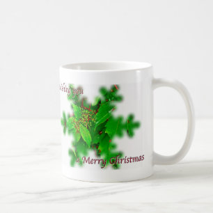 De Café Taza Feliz Navidad con Follaje