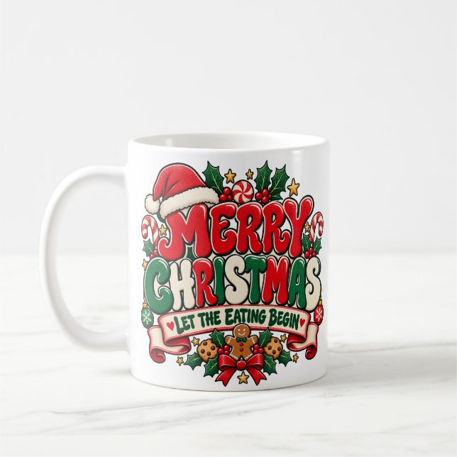De Café Taza Feliz Navidad Que Comience La Comida (Izquierda)