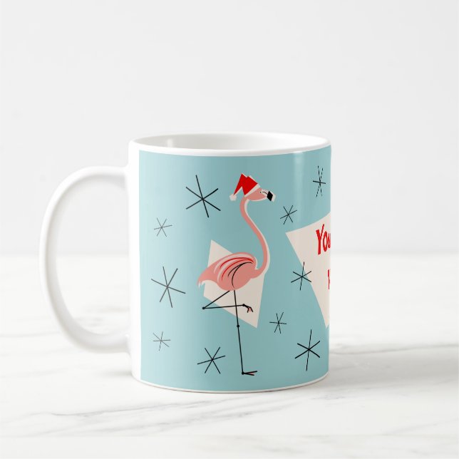 De Café Taza Flamingo Santas Blue Your Text (Izquierda)