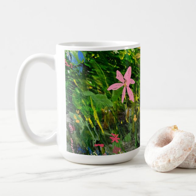 De Café Taza Flor Rosa (Con donut)
