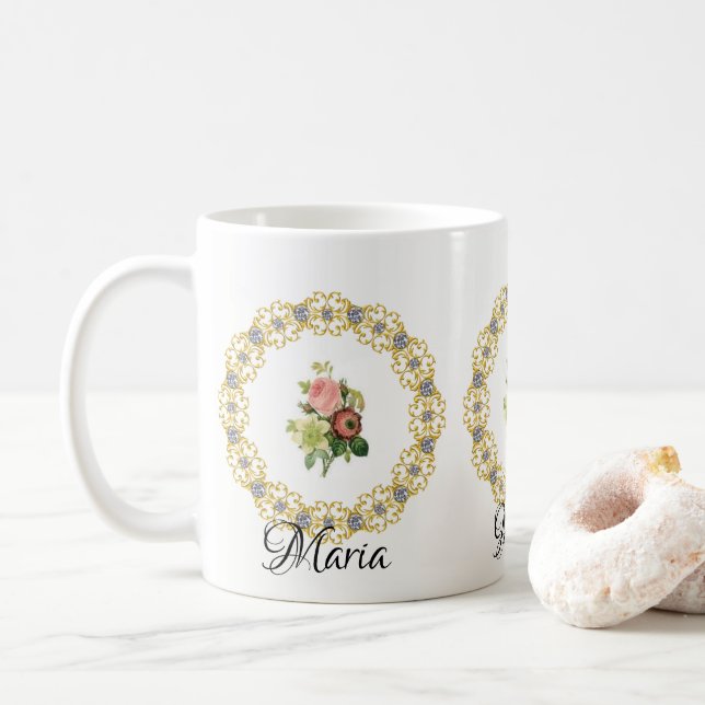 De Café Taza Floral (Con donut)