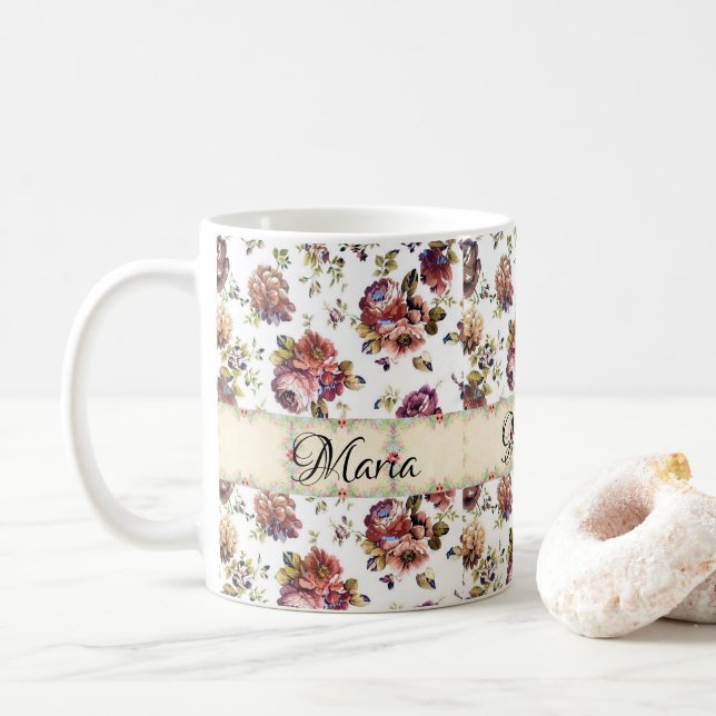 De Café Taza Floral (Con donut)