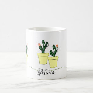 De Café Taza Floral Amarillo Cactus
