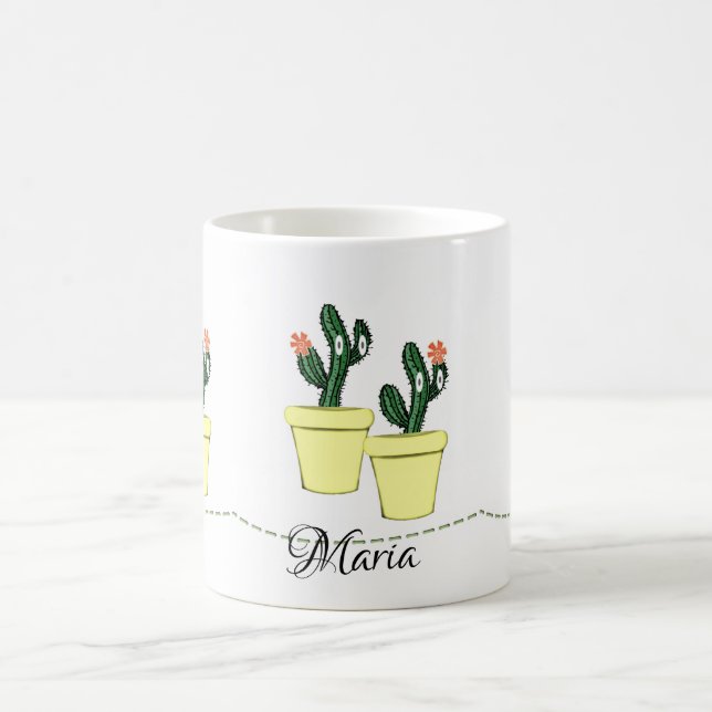 De Café Taza Floral Amarillo Cactus (Centro)