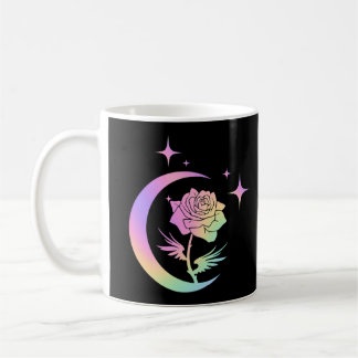 De Café Taza Floral Celestial Rosa Luna Crescente Pastel