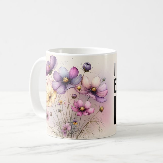 De Café Taza floral con citas positivas (Anverso izquierdo)